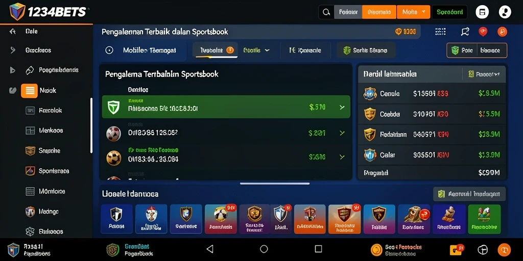 Screenshot utama 1234BETS menampilkan antarmuka taruhan yang menarik.