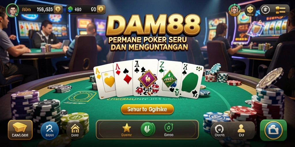Tampilan gameplay Poker yang seru dan interaktif di DAM88.