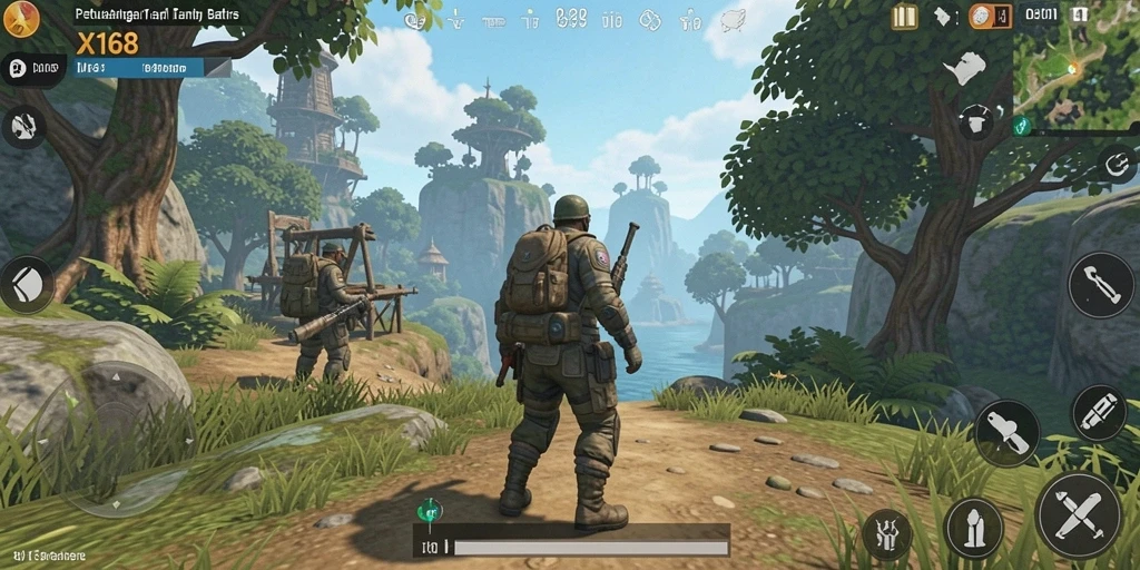 Gameplay X168 menampilkan petualangan seru dalam dunia yang luas.